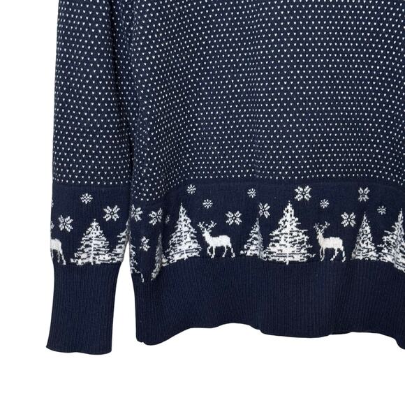 L.L. Bean Cotton Cashmere Blend Medium Petite Winter Scene Turtleneck Sweater - Picture 2 of 8